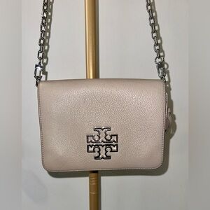 Tory Burch Grey Britten Leather Crossbody Bag